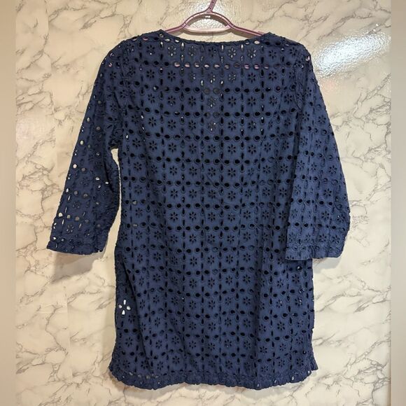 J.Crew Laser-Cut Eyelet Tunic Coverup in Midnight Navy Size S - Picture 12 of 12